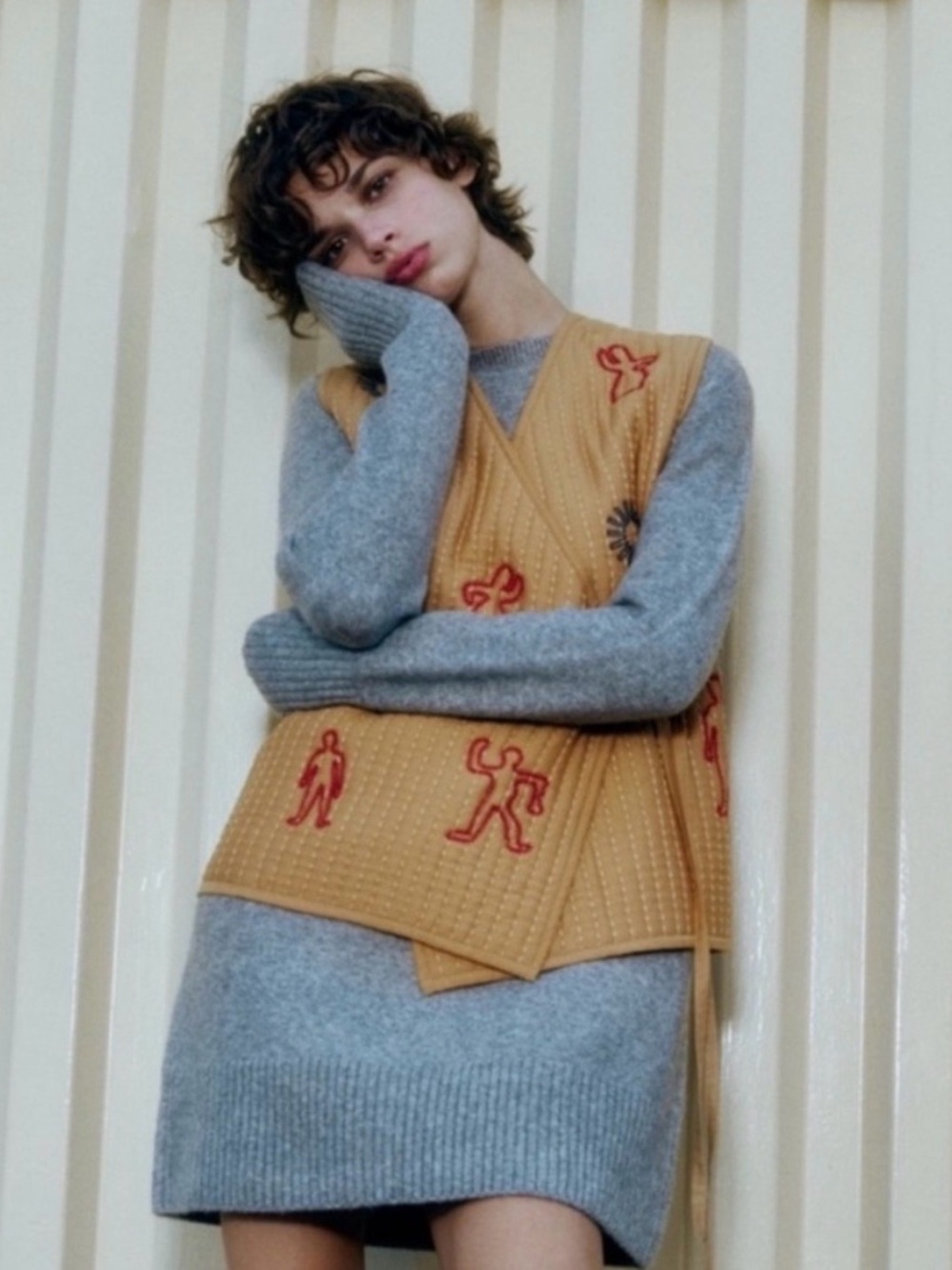 Zara Tan Quilted embroidered Vest